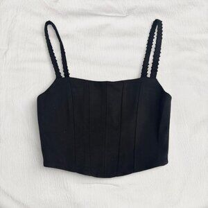 Zara Women's Black Sleeveless Bustier Corset Crop Top in Size XS